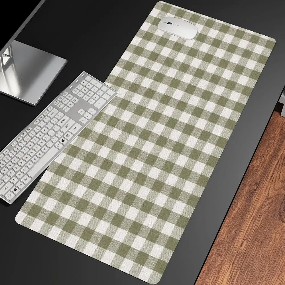 Green White Check Desk Mat Table Mat Pc Accessories Square Mousepad Office Desk Decorating XXL Mouse Pad Keyboard Pad Gaming