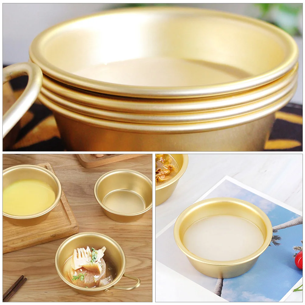 

Korean Rice Wine Bowl Premium Aluminum Material Sturdy Safe Multi-Purpose Soup Pickle Serving Bowl Golden Tone