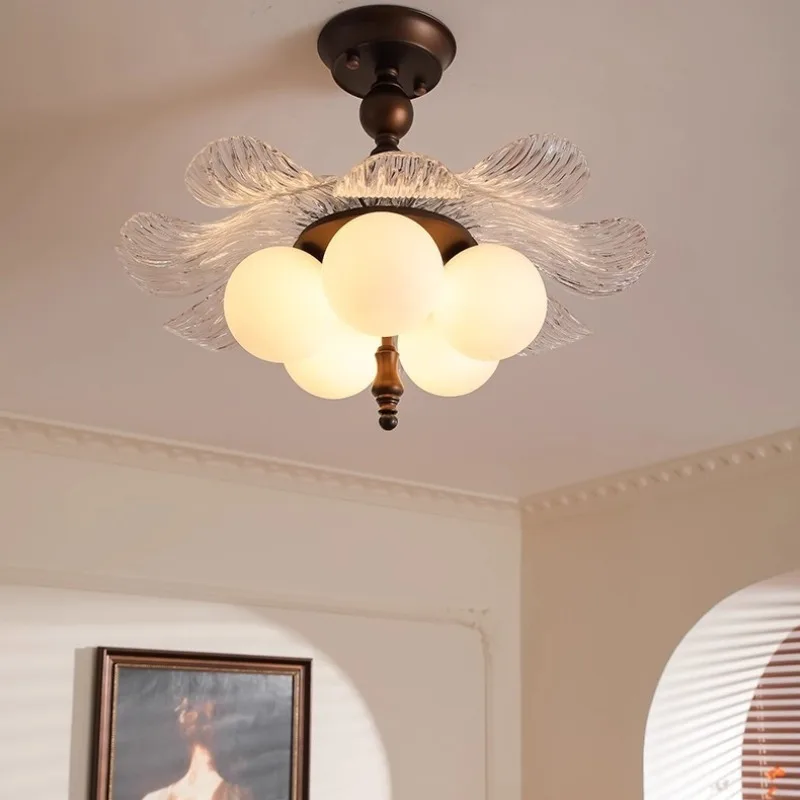 Nordic Original Style Glass Ceiling Lights for Living Room Dining Table Elegant Room Decoration Metallic Luster Indoor Fixtures