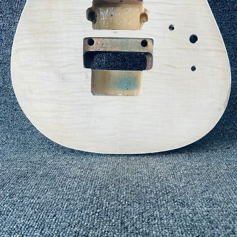 EB103  Floyd Rose Electric Guitar Natural Flamed Maple Unfinished Guitar Body 2 Humbucker Pickups with Paints Damages for DIY