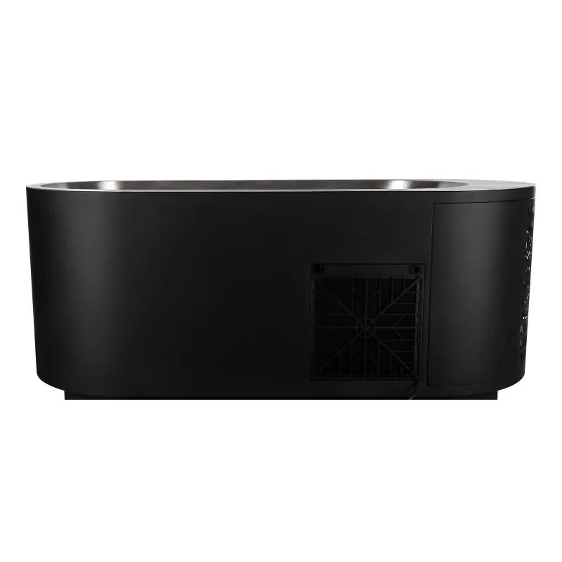 Cold plug-in tub cooler with filter and WiFi-controlled ozone water treatment for immersion therapy and recovery