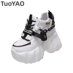 Donna Chunky Sneakers Platform Ulzzang scarpe sportive primavera fondo spesso Mesh traspirante scarpe Casual 10CM tacchi alti donna