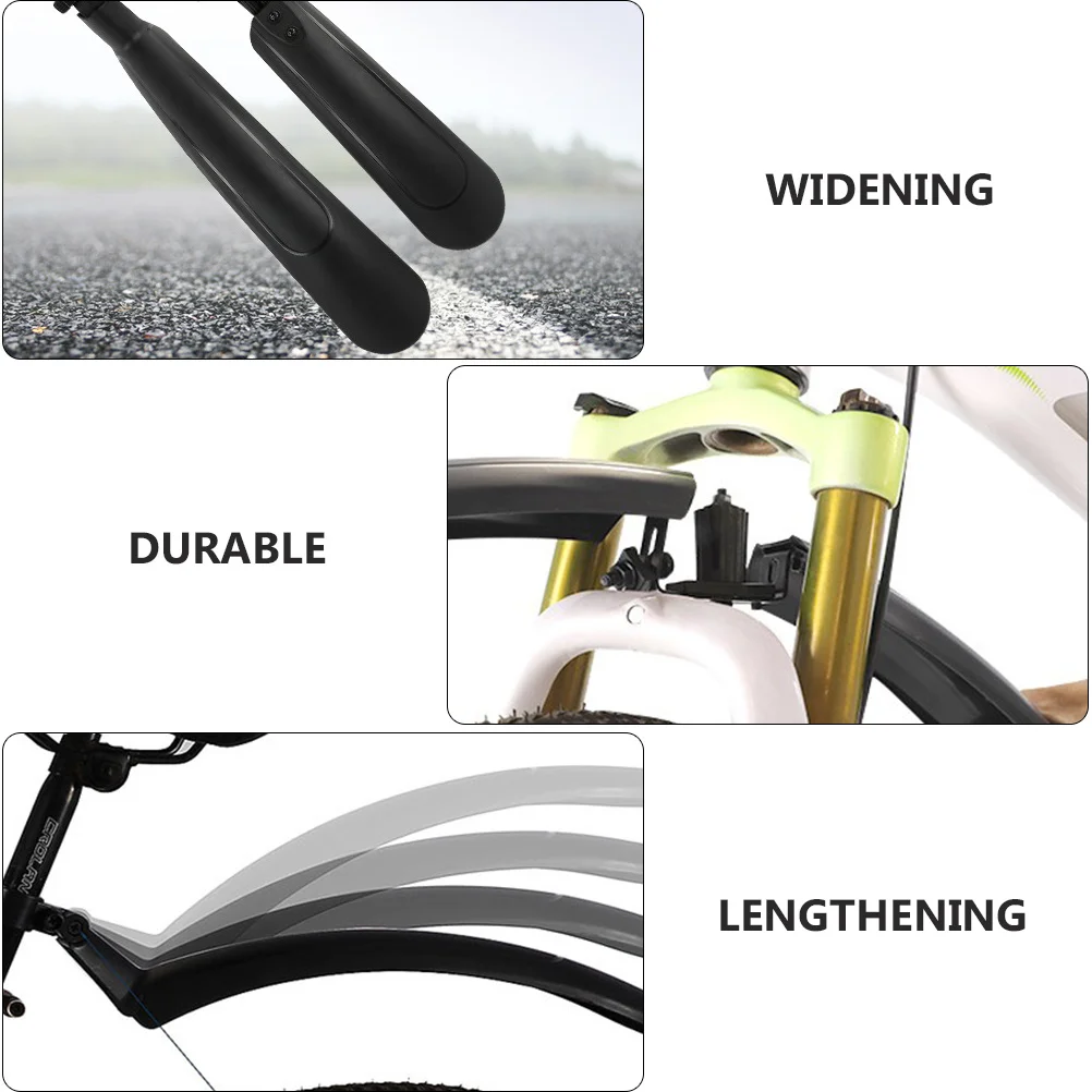 

1Pair Mountain Bike Mud Guards Front Rear Plastic Mudguard for Road Dirt Bikes Lengthened Widened Rainproof