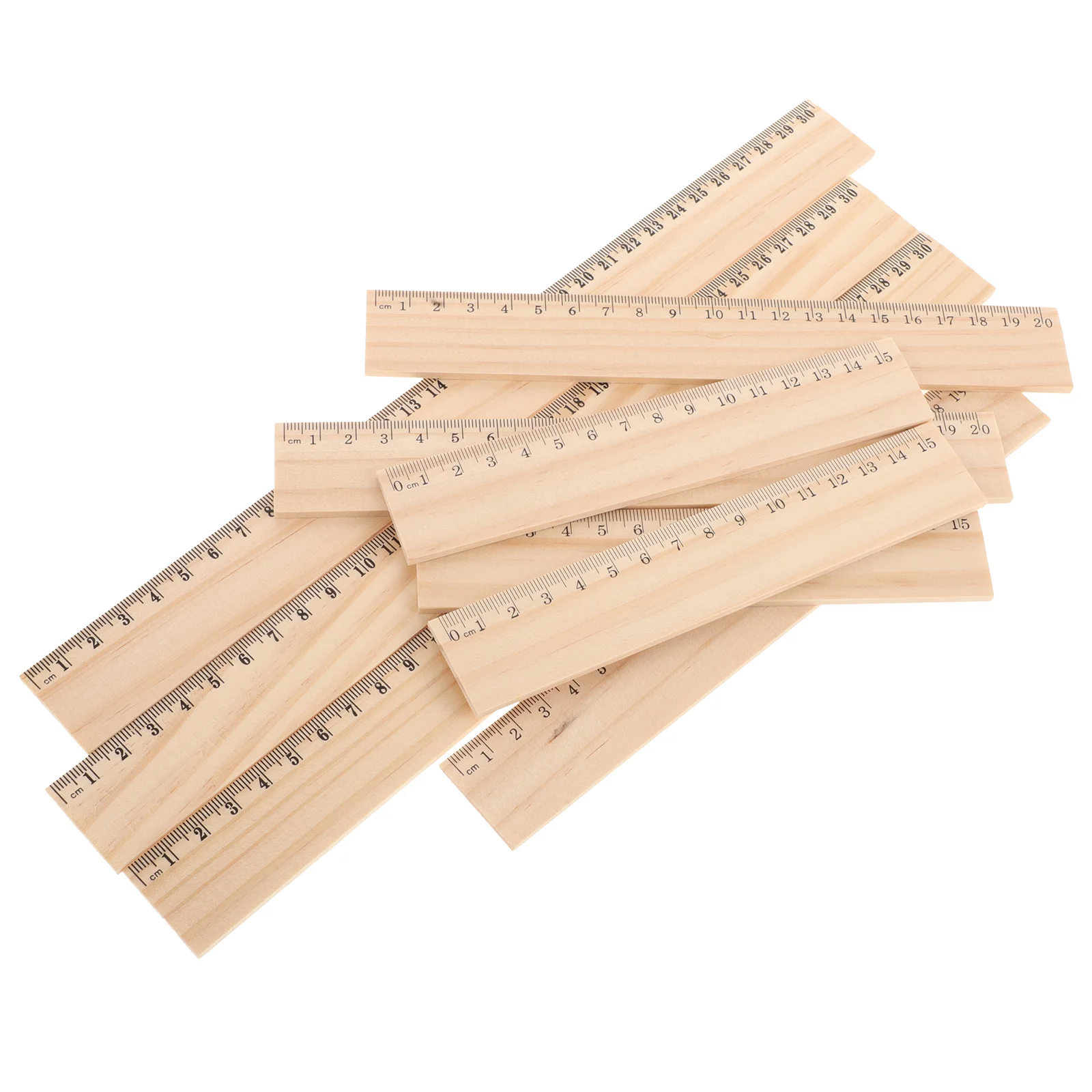 9 Pcs Aesthetic Ruler Woodworking Rulers Wooden Office Measuring Straight Edges