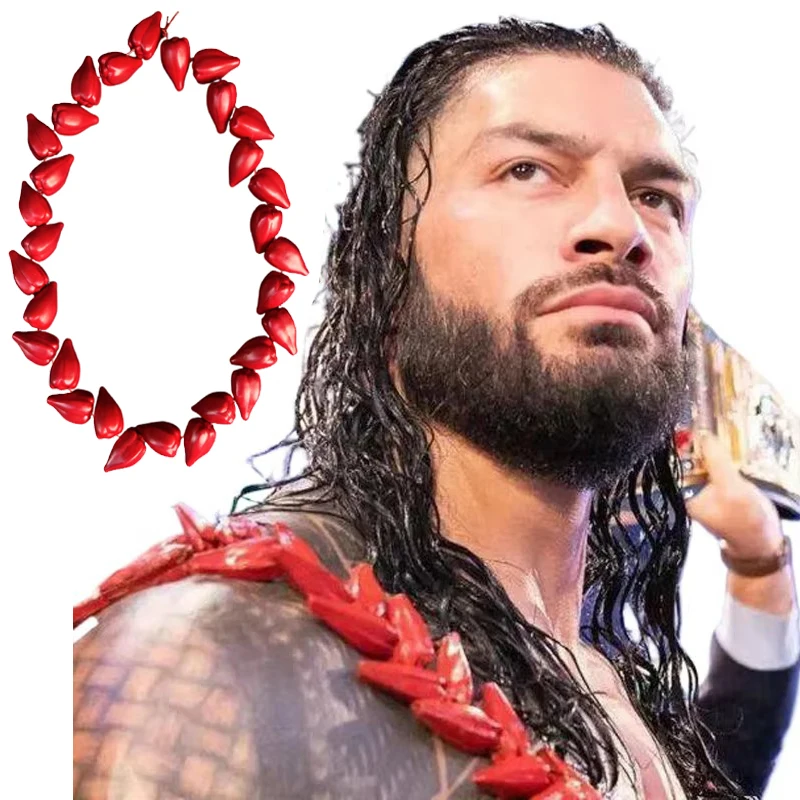 Authentic Samoan Roman Reigns Ula Fala Necklace Red Mens Ceremonial Chief Formal Event Handwoven Cultural Gift