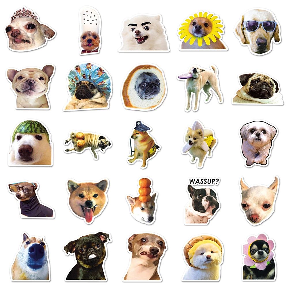 10/30/50PCS Dog MEME Funny Sticker Decals Waterproof Decoration Phone Luggage Fridge Laptop Car Cute Animal Sticker Toy Gift