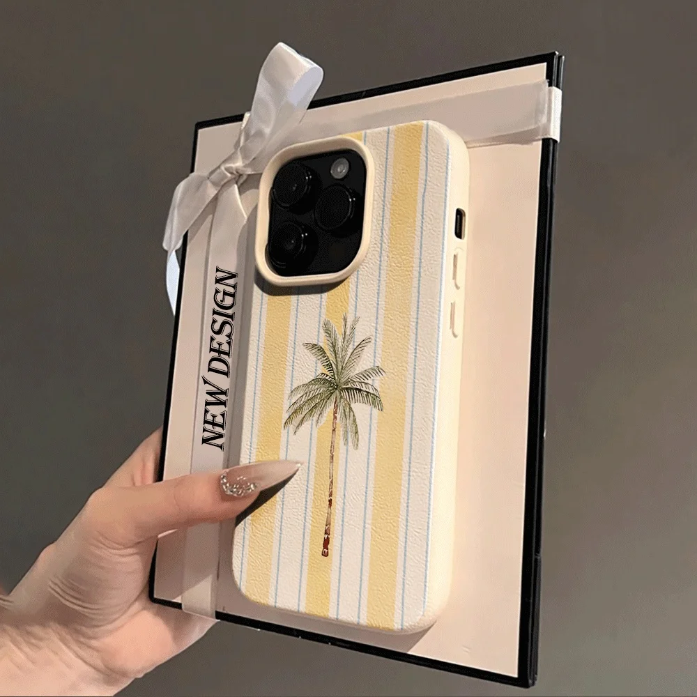 Koreanischer Stil Sommer Strand Kokospalmen Handyhülle für iPhone 17 16 15 14 13 12 11 Pro Max Plus X XR Silikon Matt Weiche Hülle – Detail 2
