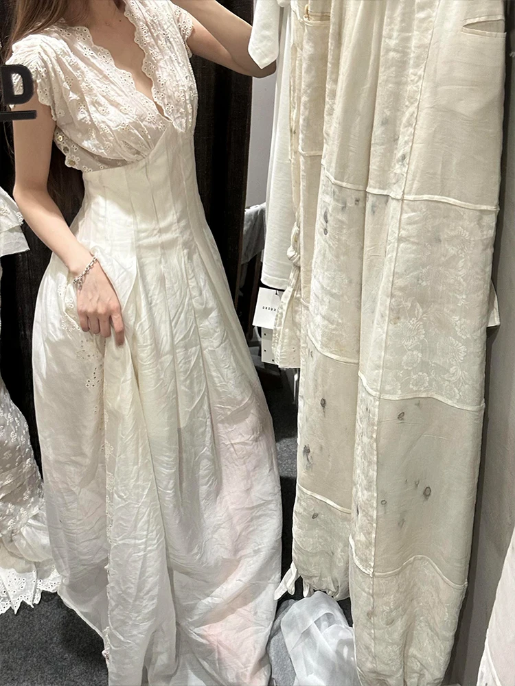 

Ele Lace Hollow ort Sve irt Women's Faion Design Slimming Waist Casual Sle Summer 2025 Top Quali Ladies' irt