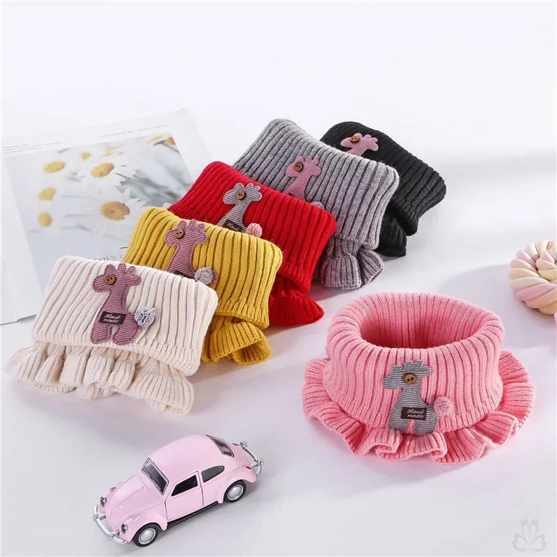 Baby Scarf Winter Neck Warmer for Kids Children Boys Girls Woolen Knitted Mustache Solid Warm Crochet Scarves Plaid Fashion Doll