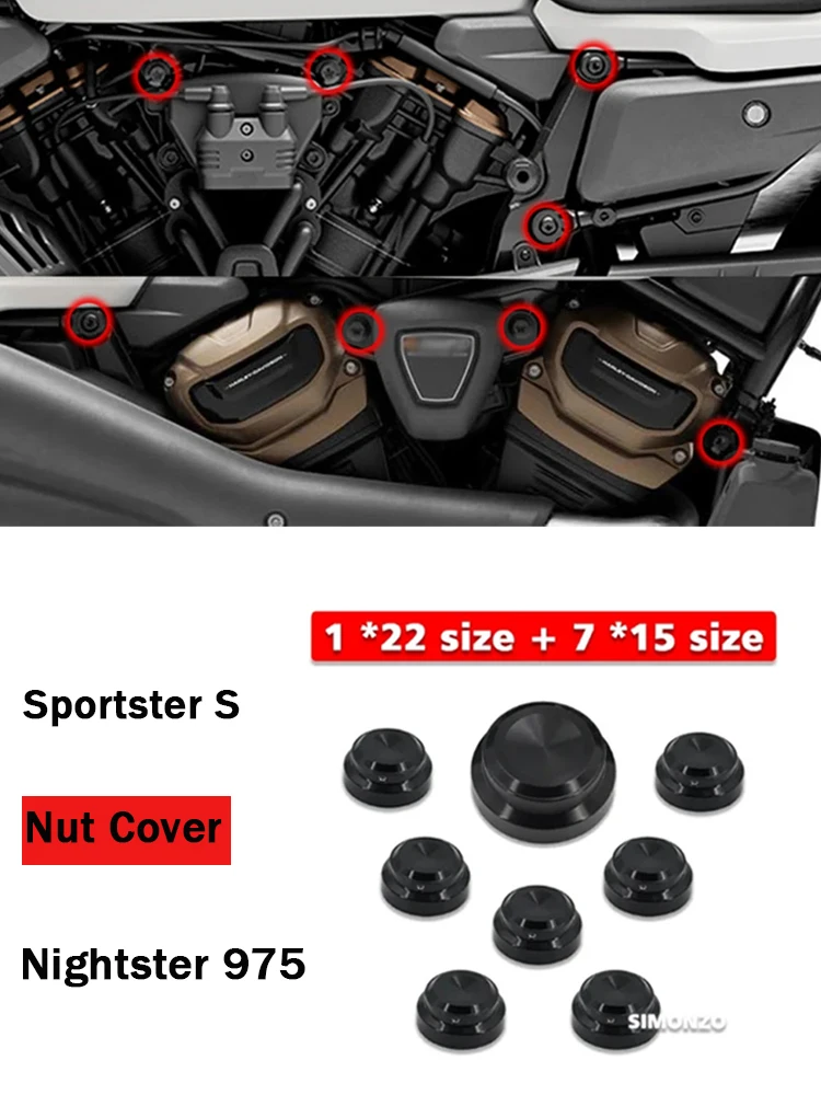 

For Harley Sportster S 1250 RH1250 S Nightster 975 Motorcycle Nut Cover RH975 S CNC Bolt Decoration Kits Bolt Covers 2022-2023