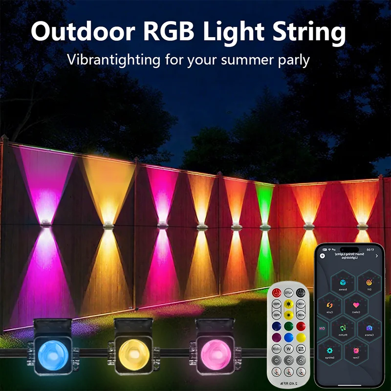 5-Meter Editable LED String Lights , RGB DIY Waterproof Bulbs ,  Christmas Scene Color -Changing Permanent Outdoor Eave Lights 。
