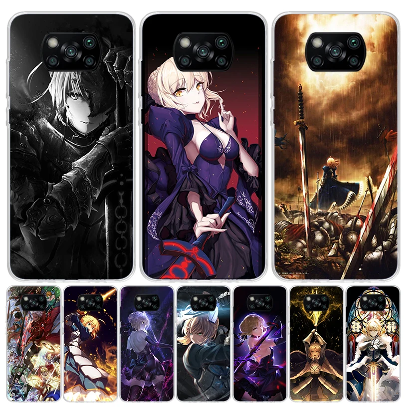 Fate Zero Stay Night Saber Case Phone Cover for Xiaomi Poco X3 Nfc X5 X6 X4 Gt F6 F5 Pro F4 F3 F2 M5S M5 M4 M3 5G Trend Fundas