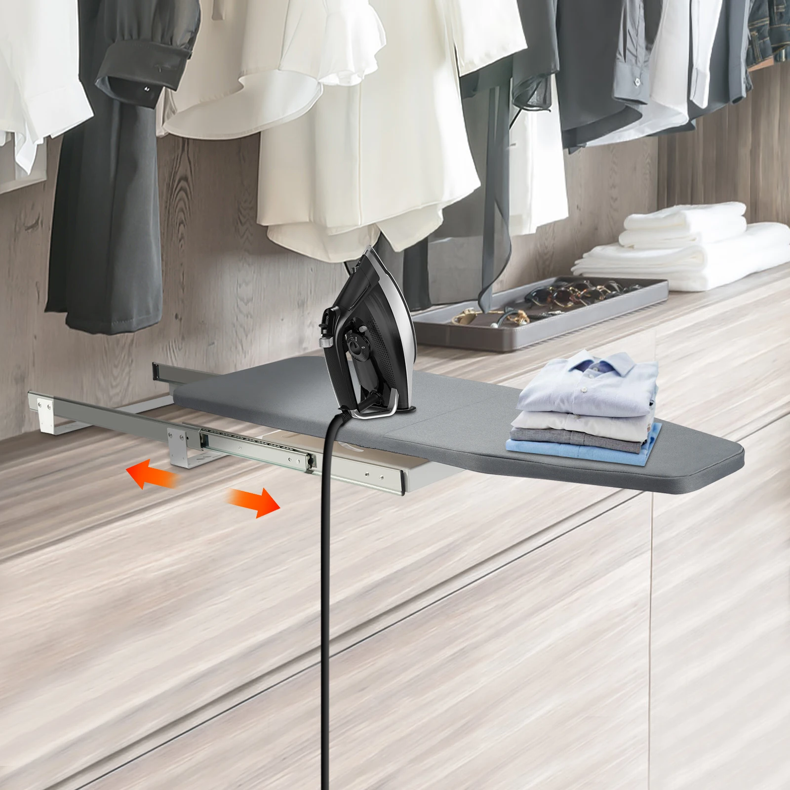 Pull-out Type Folding Ironing Board Rotating Removable Clothes Ironing Board Load 45kg for Apartments,Laundry,Hotel