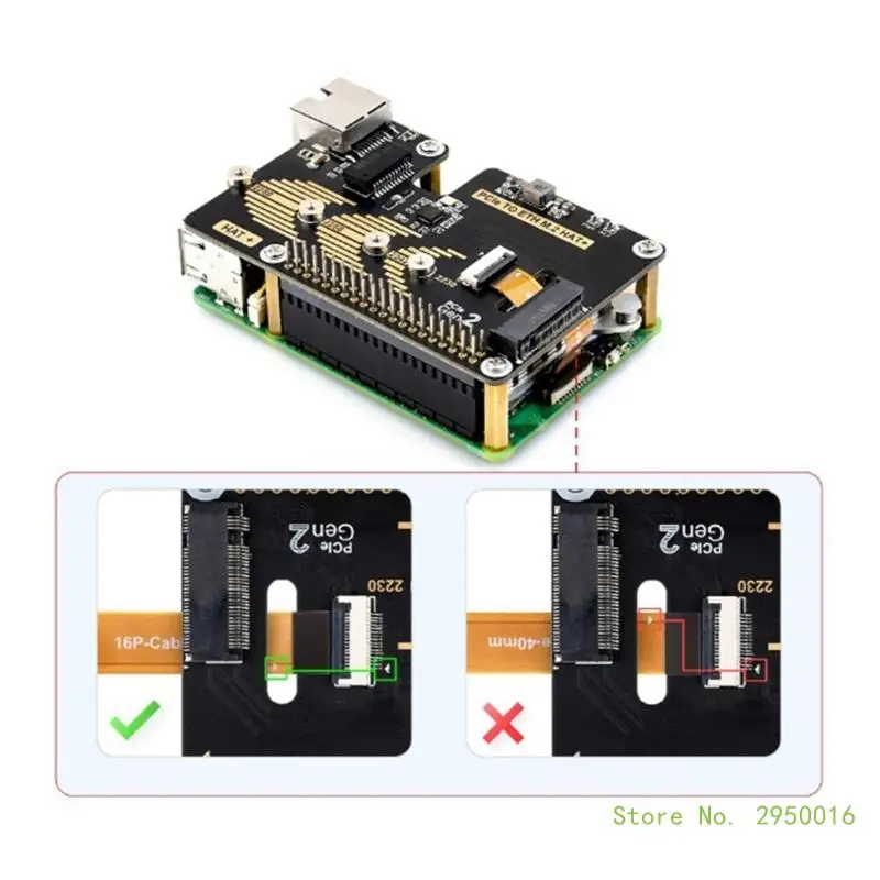 PCIe Ethernet M.2 Adapter Hat for Pi5 with NVMe Support PoE 1000M