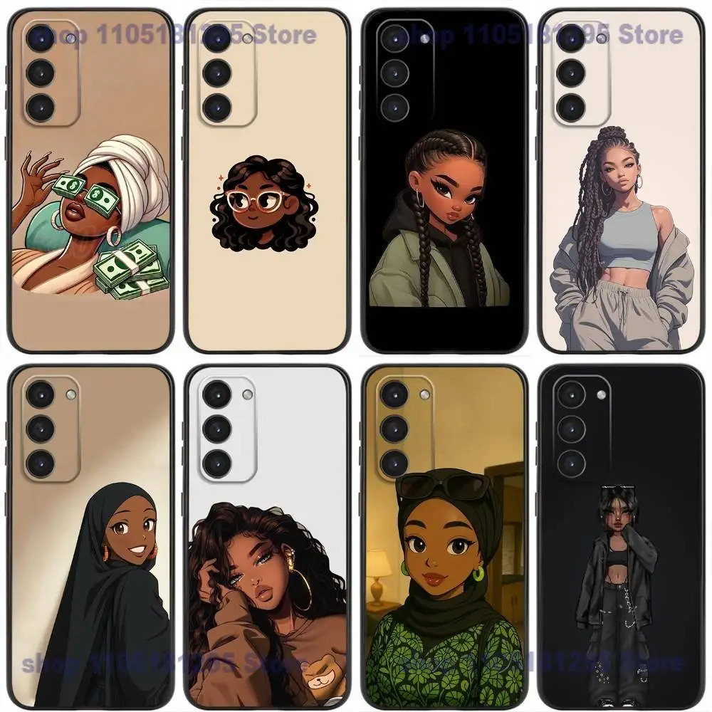 

Black Girl A-Afro Phone Case For Samsung Galaxy A32,21s,22,31,52,53,72,73,Note20,8,9,10 Soft Silicone Black Cover