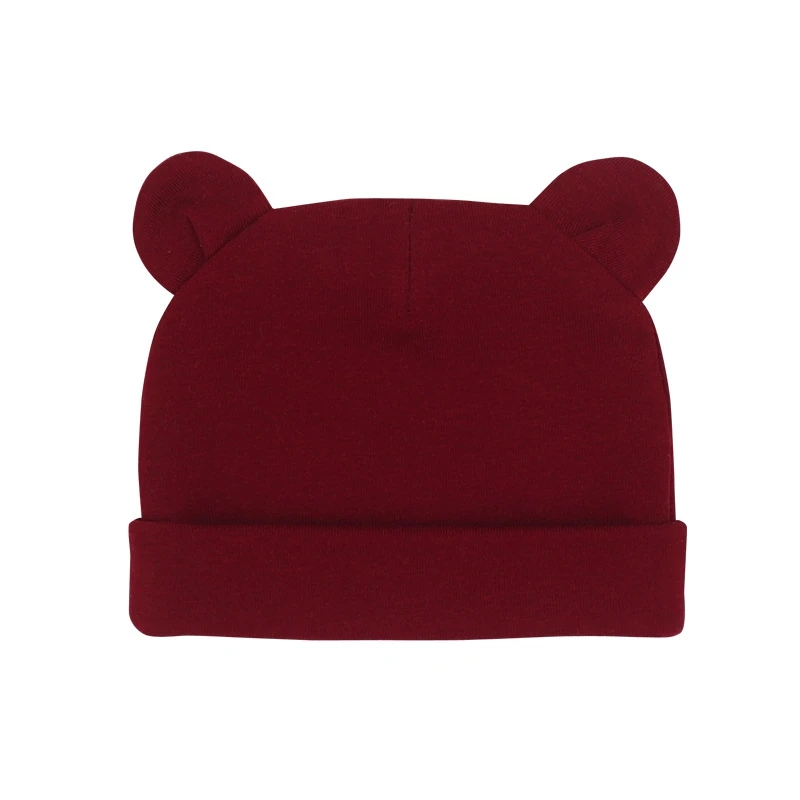 Newborn Baby Hat Bear Ears Infant Caps Cotton Hat Solid Color Hat Soft Toddler for 0-12 Months Baby Autumn Winter