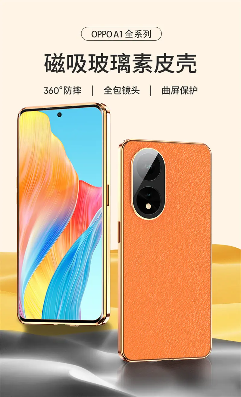 360 Full Protection Case for Oppo Reno 8T 5G CPH2505 Metal Bumper Clear Front Glass with Back PU Leather Cover for Reno8 T 5G