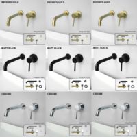 Brass Bathroom Basin Faucet Sink Tap Wash Mixer Hot And Cold Water Wall Mounted Spout Bath Single Handle Ceramic Cartridge Crane