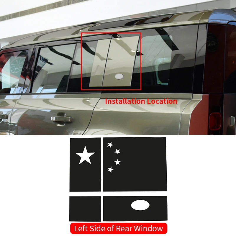 

For Land Rover Defender 110 2020-2021 Car Rear Door Exterior Side Window Pull Flower Film Stickers Decal Emblem Car Accessories