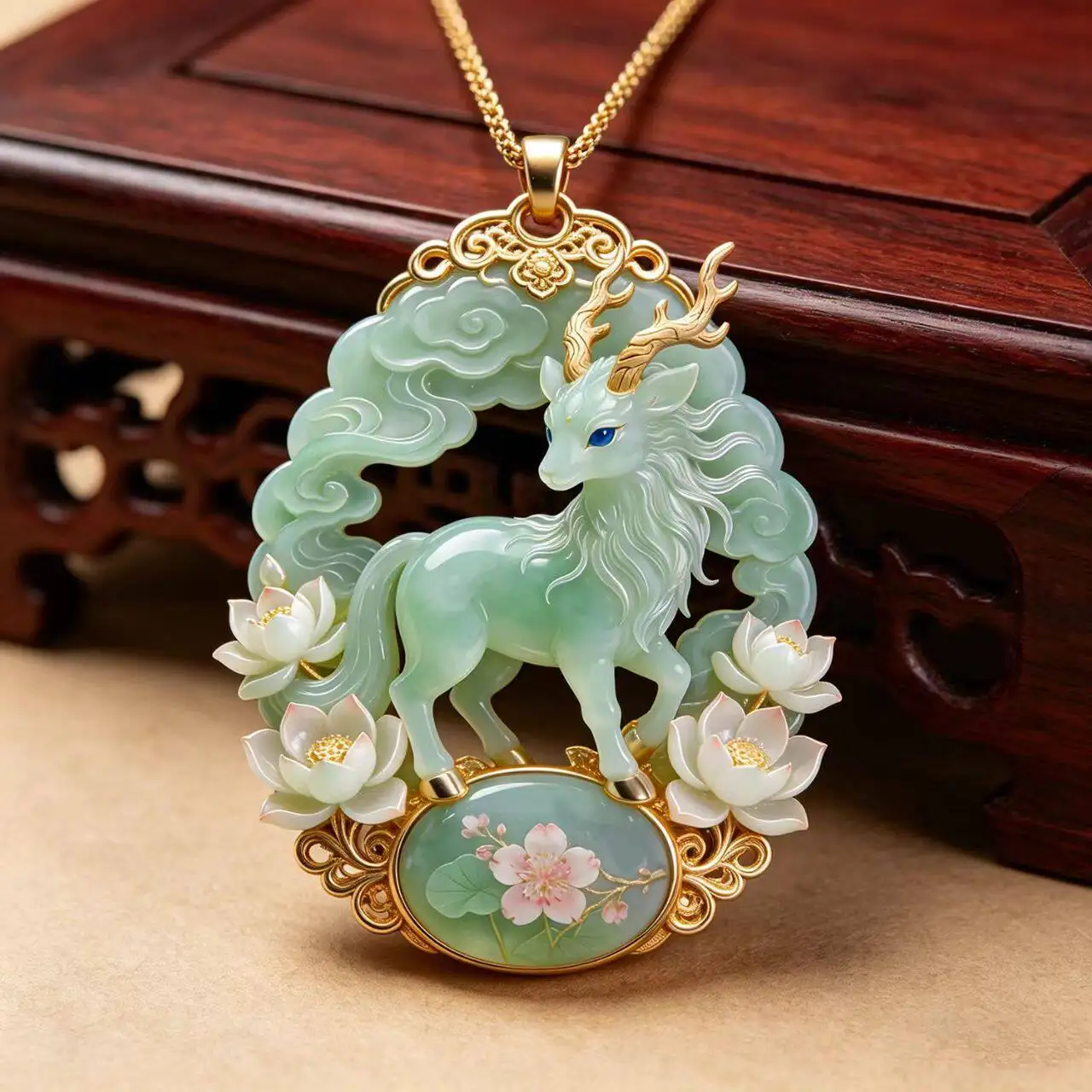 Luxury Minimalist Deer Pendant Necklace Cable Chain New Chinese Style Lucky Guardian Animal Jewelry Gift for Women Friend