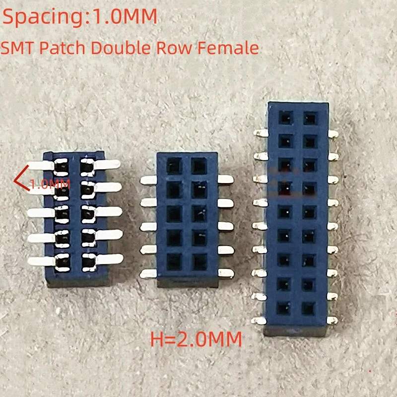 10PCS 1.0MM SMD Double Row Female Socket 2*2/3/4/5/6/7/8/9/10/12/16/20/40/ PIN Female Header Connector