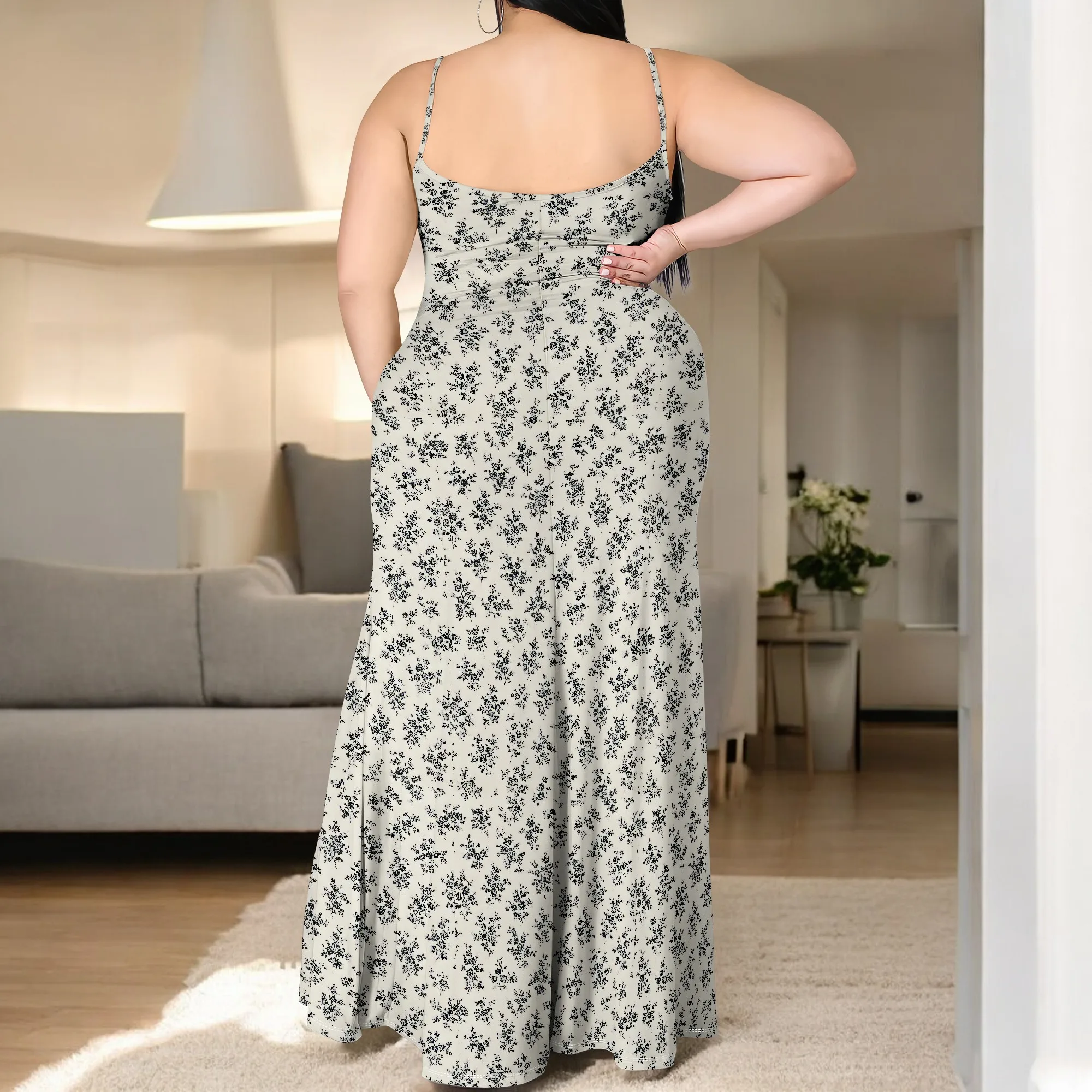 Women's Summer Plus Size Maxi Dress Long Dress Casual Boho Sleeveless Spaghetti Strap Beach Sun Dresses