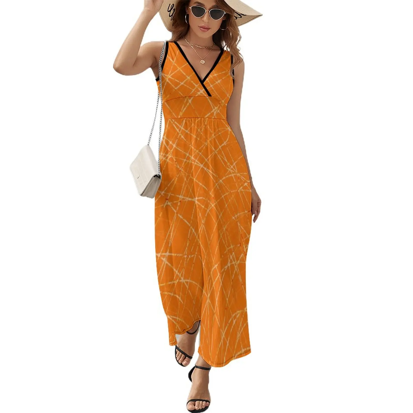 Fracture Lines - a Shattered Abstract in Orange Sleeveless Dress purple dress dresses ladies 2024 summer Summer skirt
