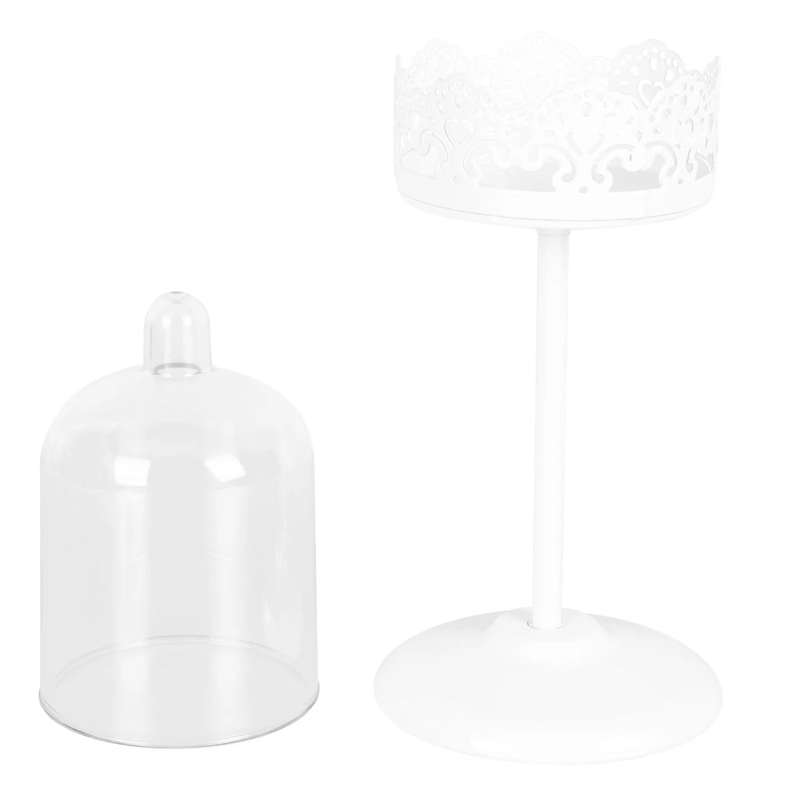 

1Pcs Cake Stand White Lace Lid Iron Dessert Display Rack Wedding Birthday Party Cupcake Pastry Tray Cake Display Rack