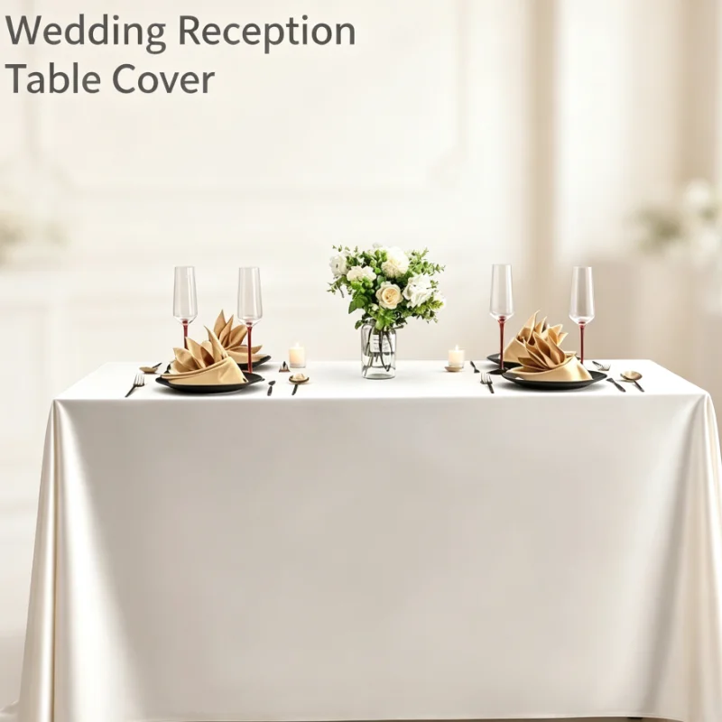 Satin Rectangular Tablecloth White Smooth Table Cover for Wedding Banquet Conference Hotel Dining Party Decoration