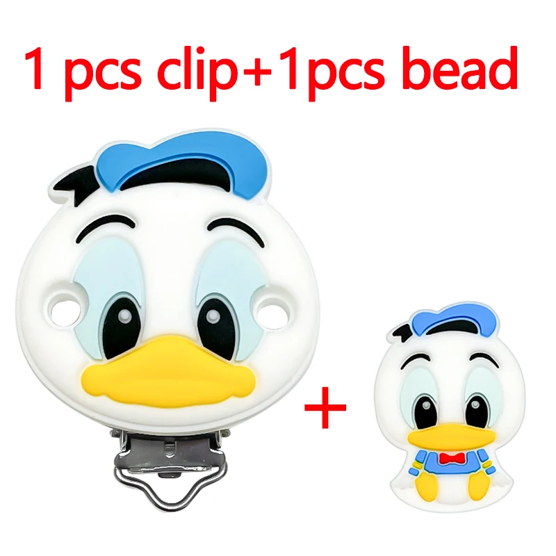2 Stück/Set Silikon Cartoon Tier Schnullerclip Beißperle DIY Schnullerkette Schmuckzubehör