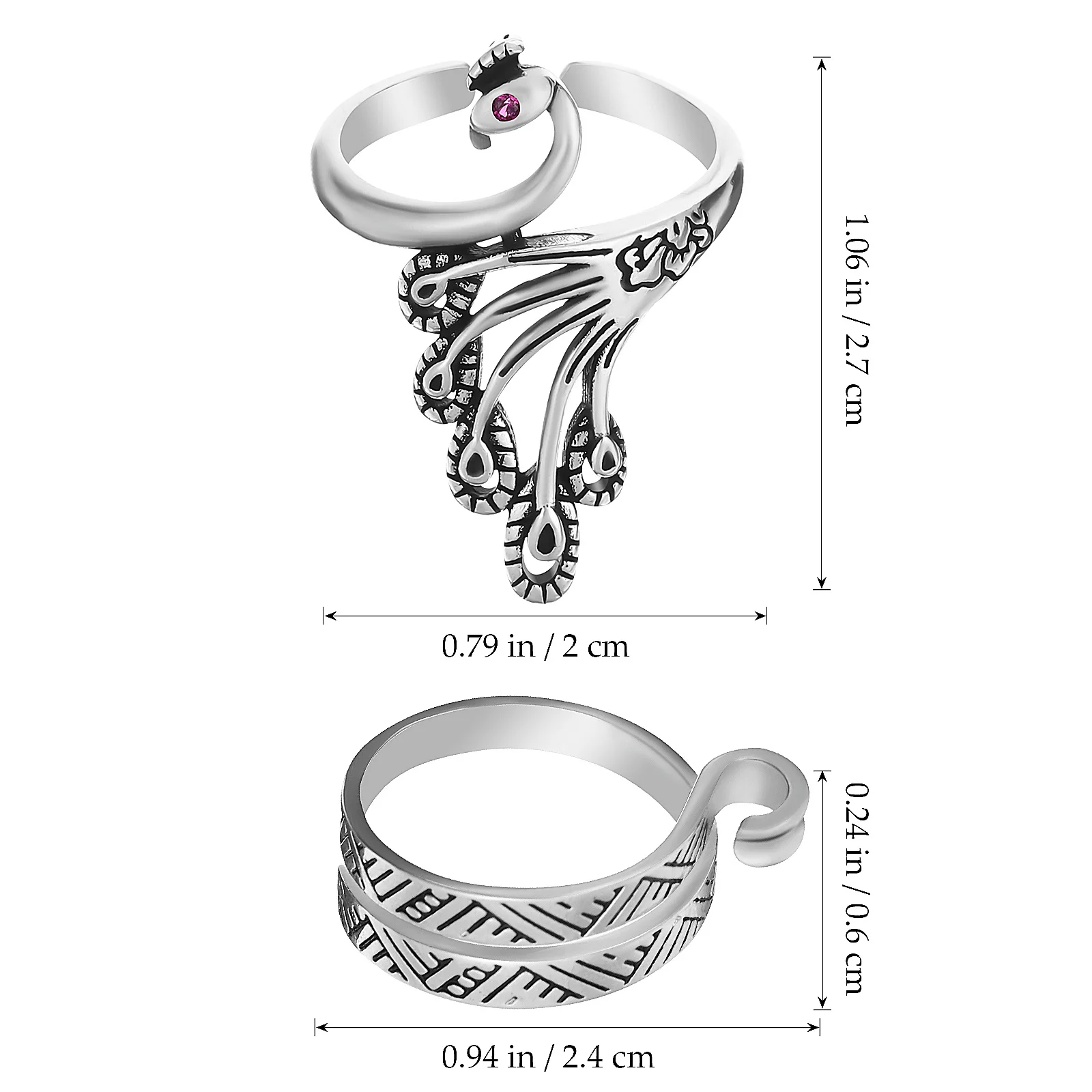 

2Pcs Crochet Ring Knitting Tool Peacock Shape Adjustable Yarn Guide Finger Ring Multi-Functional Accessory for Knitting Crochet