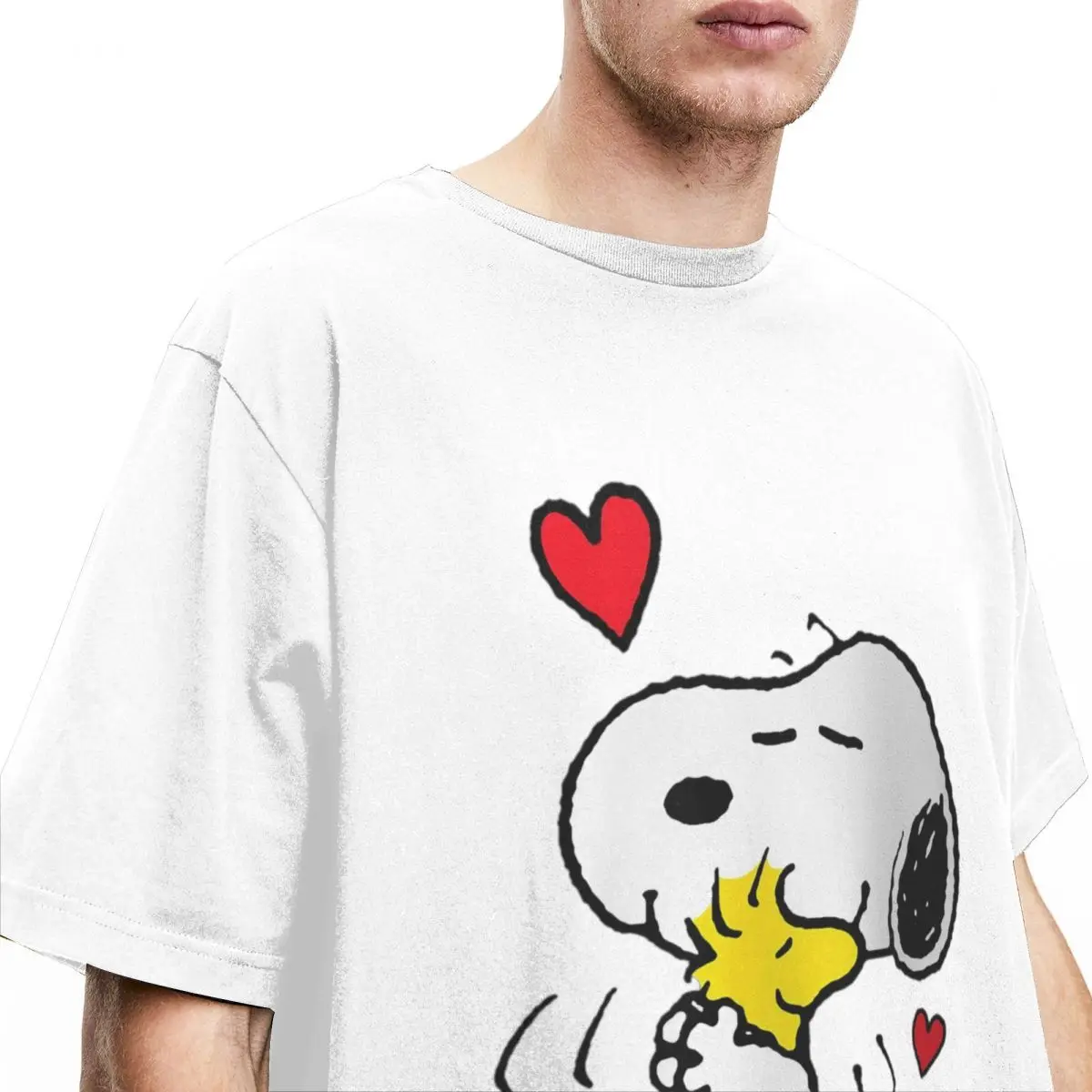 Men's Peanuts Valentine Snoopy Woodstock Lots Of Love T Shirts 100% Cotton Clothing Funny Short Sleeve Crew Neck Tee Shirt