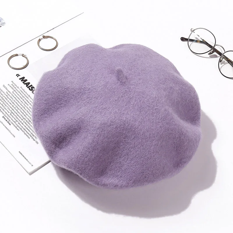100% Wool Beret Hat Women Winter Thick French Hat Girls  display picture 1