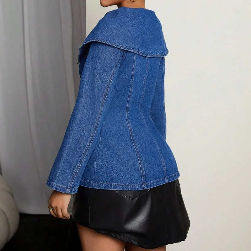 2025 autunno vintage colletto rovesciato donna denim top elegante festa moda donna casual slim donna camicia jeans top