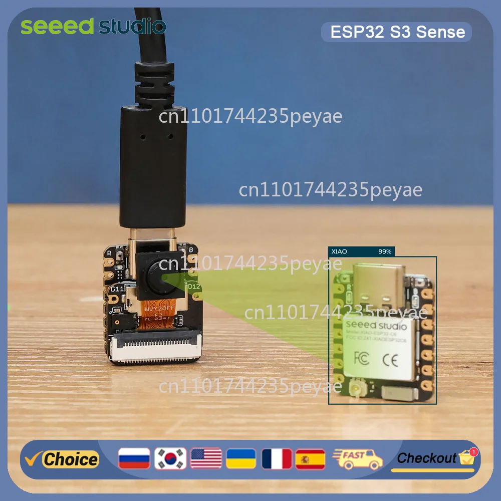 Seeed XIAO ESP32-S3 Sense WiFi/BLE 5.0 Development Board with Camera, Mic, USB-C for Arduino IoT, Edge AI, Smart Home, Robotics