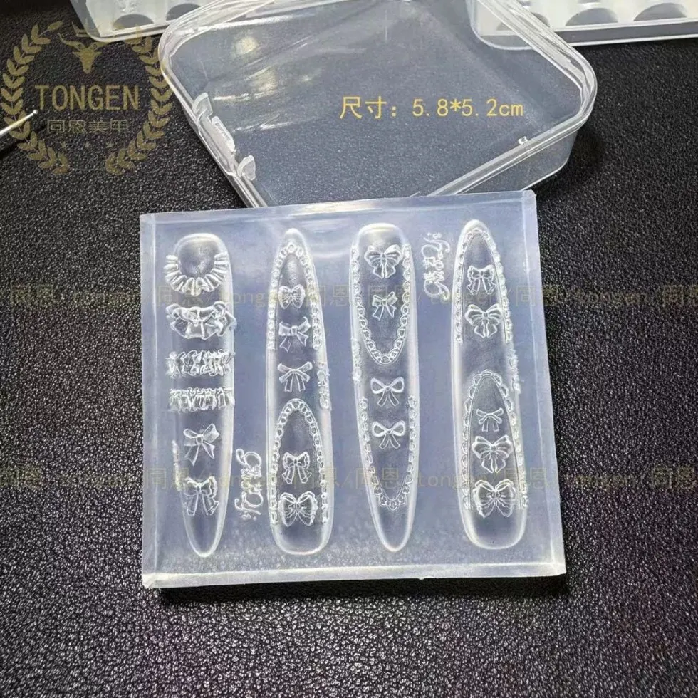 1 قطعة ثلاثية الأبعاد سيليكون قالب الأظافر مختلط الحجم على شكل القوس لينة ختم لوحات لطيف الكرز أبل DIY بها بنفسك مانيكير الفن قالب أدوات