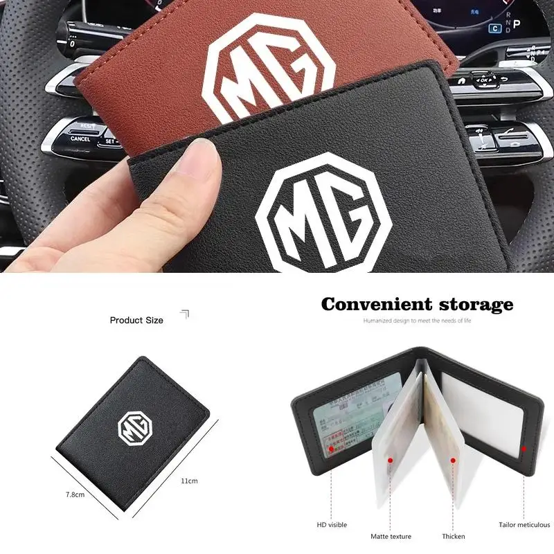 Leather Car Driver License Card Holder For MG ZS EV HS GS GT Mulan MG4 MG5 MG6, ID Bank Card Protective Cover Auto Interior Acce