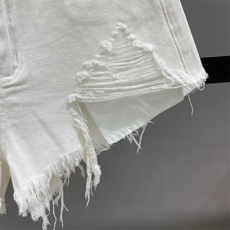 Y2k Spicy Girls Hole Denim Shorts Women's Summer Slimming A-line Ragged Edge Wide Leg Hot Pants Jeans Shorts Women