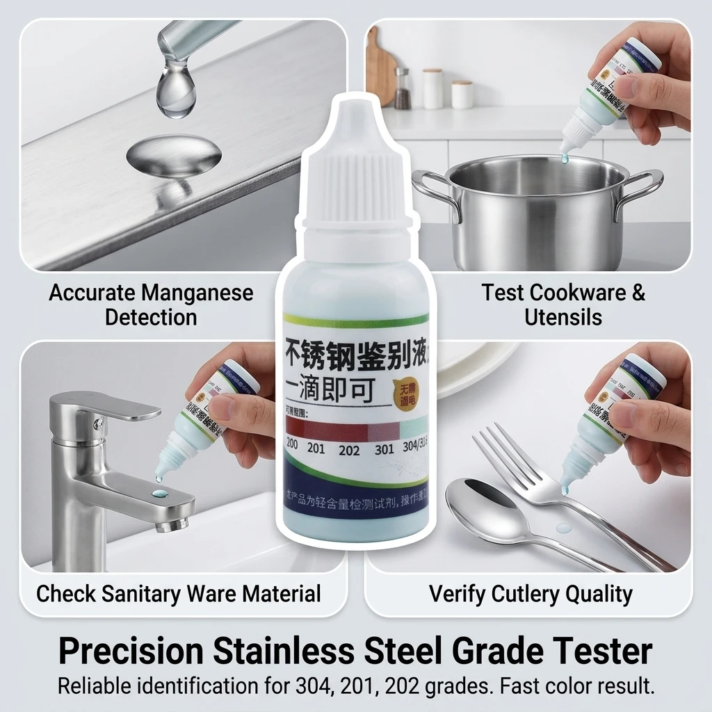 Industrial Testing Liquid Stainless Steel Tester Manganese Content Detection 304 201 202 Grade Identification Kit 15ml Fast
