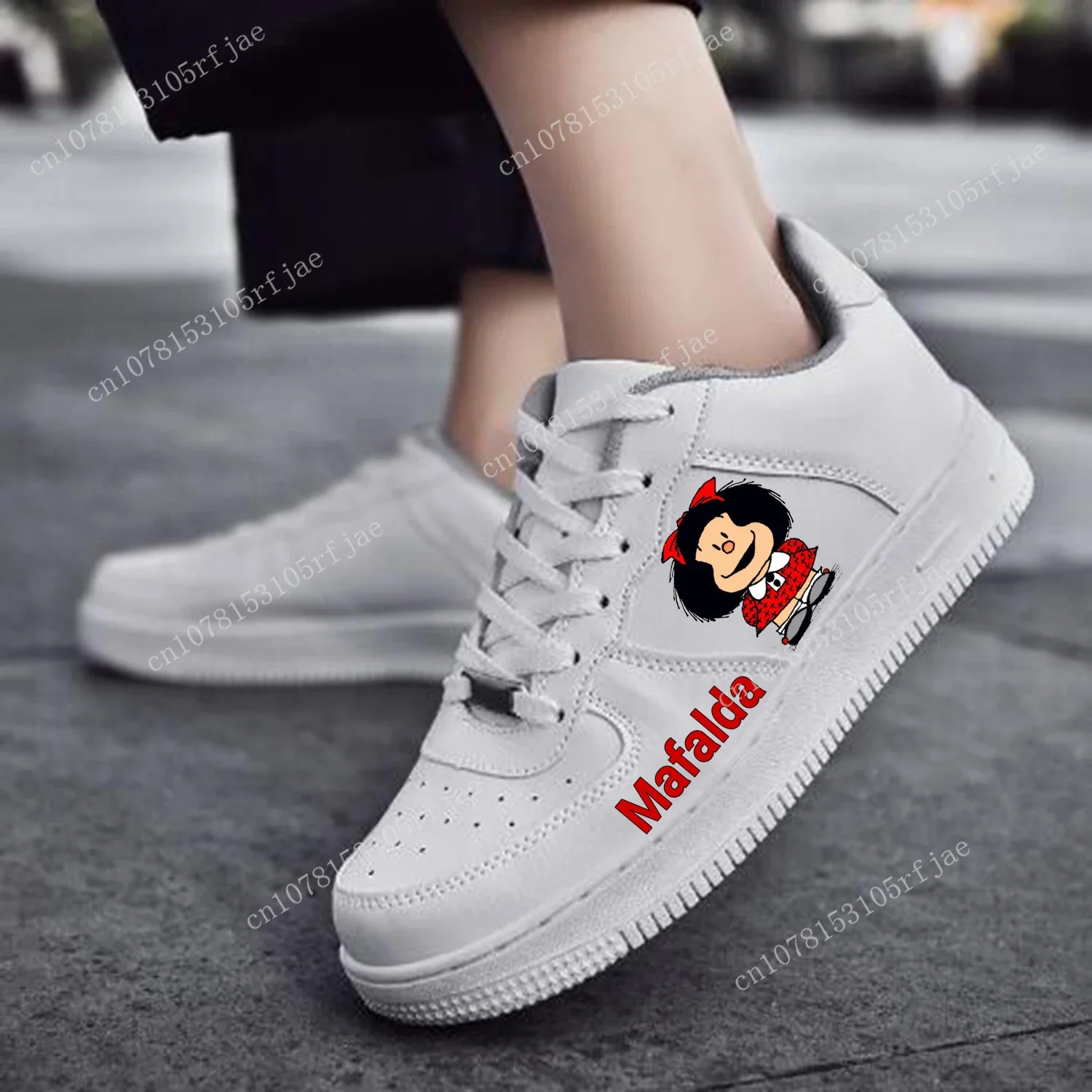 Hot Cartoon Role Mafalda AF Basketball Men Women Teenager Sports Run High Quality Flats Force Sneakers Lace Up Mesh Custom Shoes