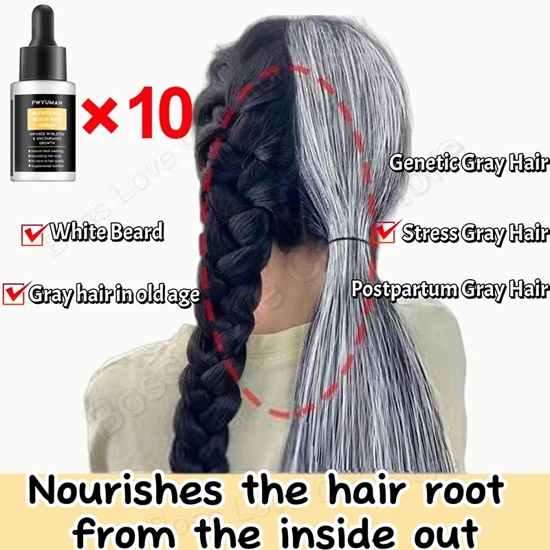 Anti Gray Hair Essence Hair Blackening Serum White Hair Treatment White To Black Hair Repair Care Nourish Scalp Anti Hair Loss