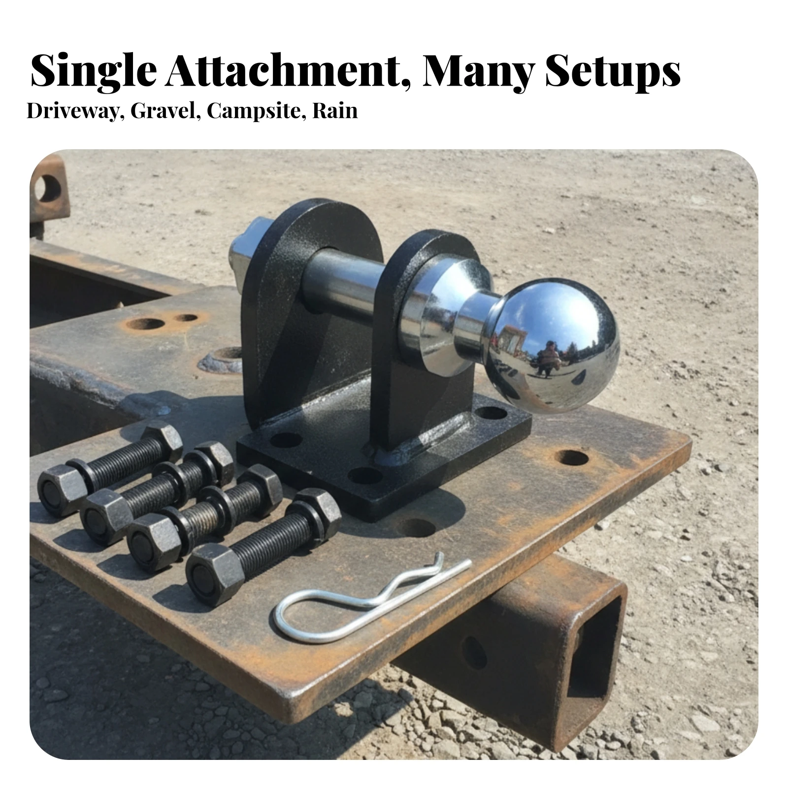 Pintle Hitch with 50mm Ball Powder-Coated Pintle Hook with Tow Ball Tow Hitch Assembly Versatile Hardware Secure