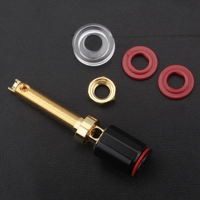 Banhado a ouro Banana Plug Connector, HiFi Speaker Binding Post, amplificador, AMP de áudio, Terminal soquete fêmea, 2 pcs