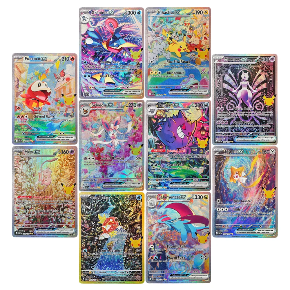 Carte de collection de jeu Self Made Proxy English 30e anniversaire Mew Gengar Jirachi Mewtwo Fuecoco Sylveon Greninja Salamence, jouet