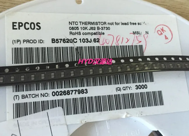 50pcs/lot B57620C103J62 NTC 1206 10K 5% B=3730K chips Electronic new