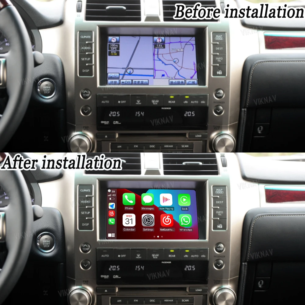 Viknav Linux For Lexus GX GX400 GX460 2009-2013 OEM Car Screen Decoder Interface Box Multimedia Android Auto Wireless BT Carplay