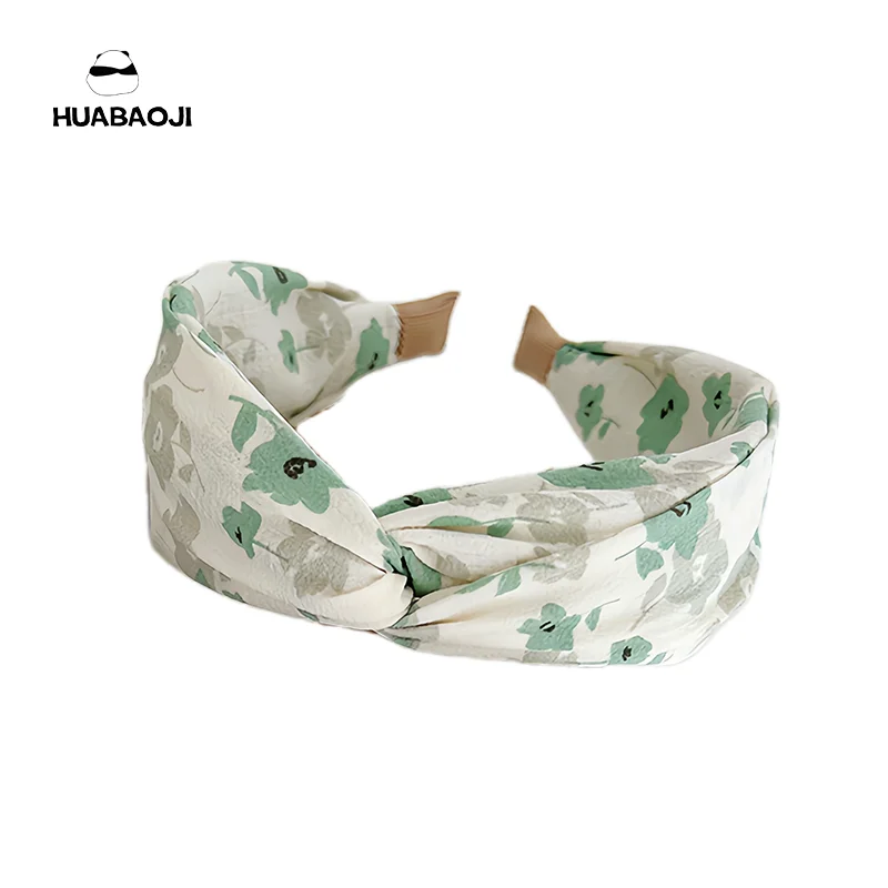 Summer Floral Print Widened Hair Band For Women Girl Fabric High Forehead Headband