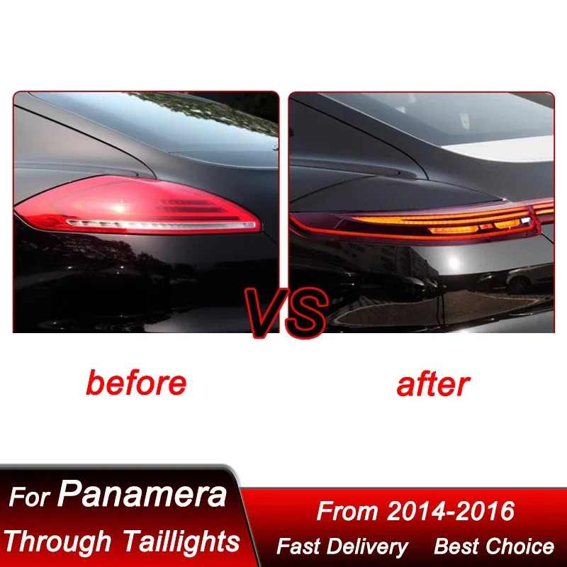 Pop Car Through Tail Lights For Porsche Panamera 970.2 2014-2016 New Style Full LED Dynamic Turn Signal Light Tail Lamp Assembly
