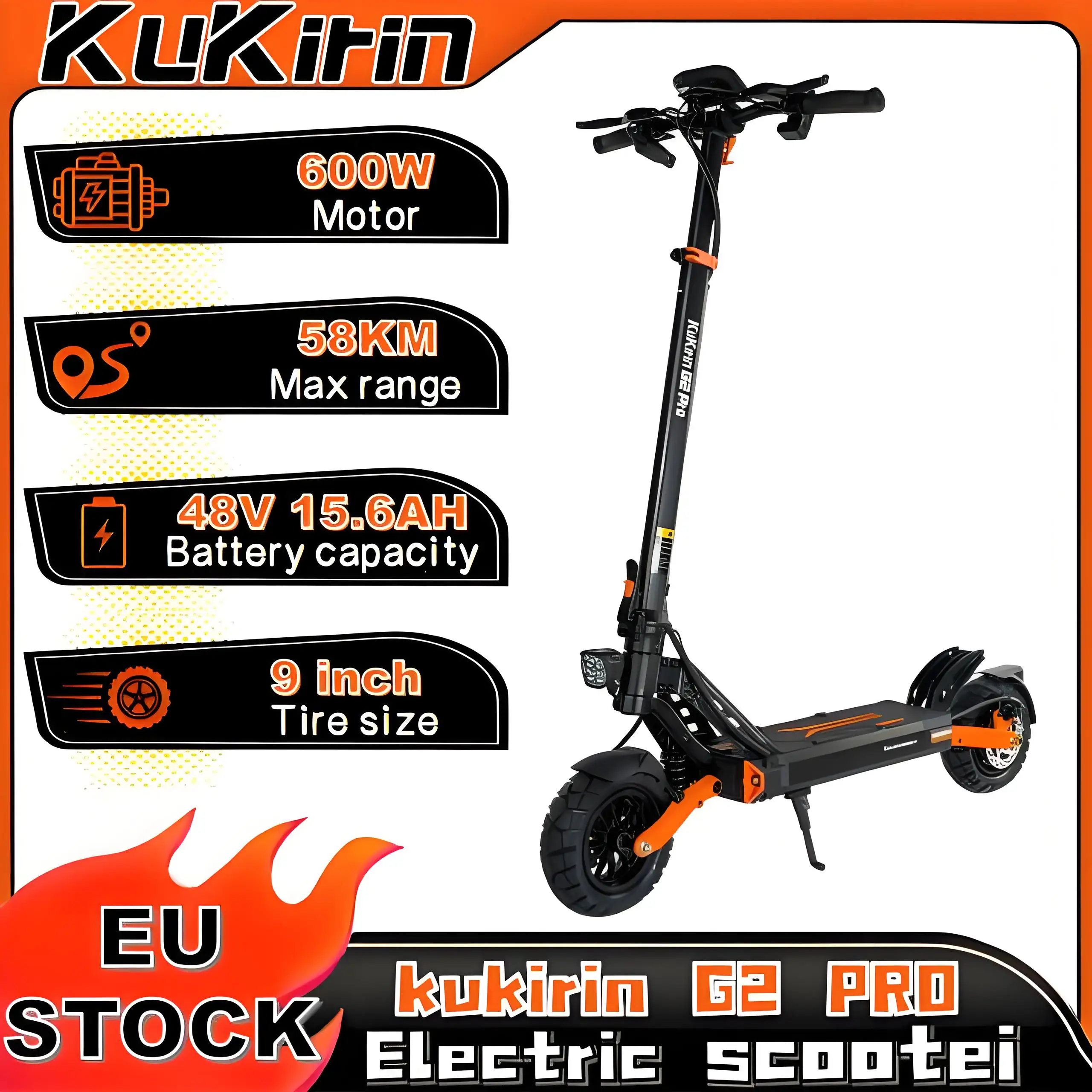 Kukirin G2 Pro scooter électrique 1000W pliable 48V 15.6Ah 9 pouces IP54 protection scooter électrique tout-terrain portée 58km