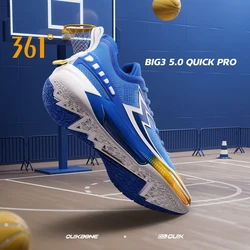 361 Degrees BIG3 5.0 Quick Pro Men Basketball Shoes Carbon Plate Breathable Stable Flexible Training Male Sneakers 672421111